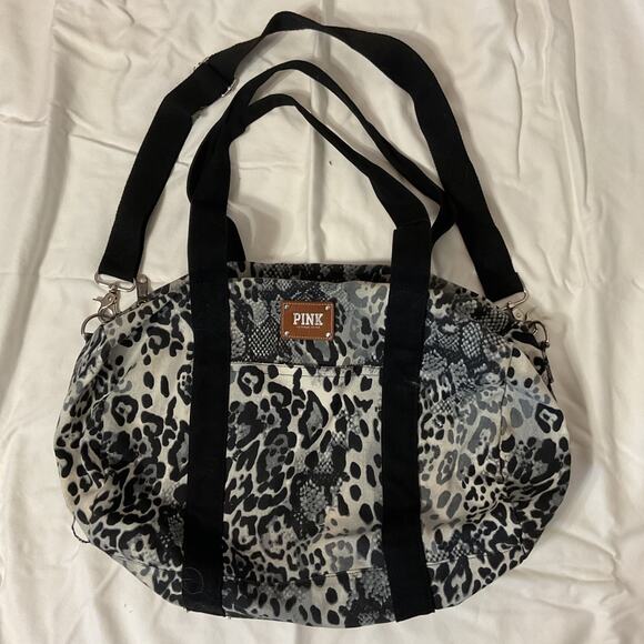 Victoria's Secret Handbags - 22" Women's Leopard Victoria’s Secrets Pink Duffel Bag - Black